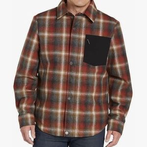 NWOT Pendleton Men's Red Plaid Shirt Jacket with Black Pocket